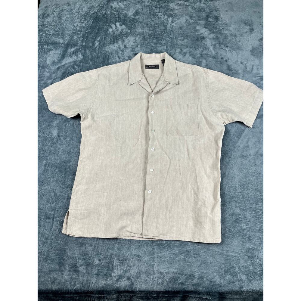 Wilke Rodriguez Men’s 100% Linen Shirt Size M Beige Short Sleeve Excellent